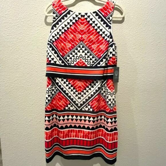 NEW VINCE CAMUTO Size 12 Pink & Navy Stretchy Pullover Tank Dress - Picture 2 of 12